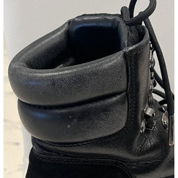 Tory Burch Miller Black Leather Suede Logo Lug Hiker Moto Ankle Boots - Picture 14 of 16